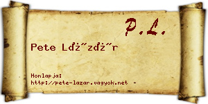 Pete Lázár névjegykártya